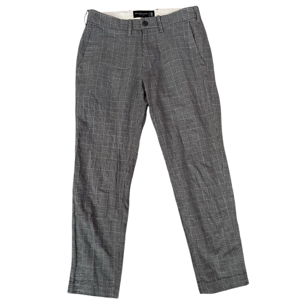 NWT Abercrombie & Fitch Plaid Linen Blend Skinny Taper Pants Size 28 - Picture 1 of 5
